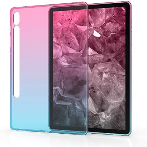 KWMobile TPU Silicone Case компатибилен со Samsung Galaxy Tab S6 - Case Soft Flexible Protective Cover - Биколор темно розова/сина/транспарентна
