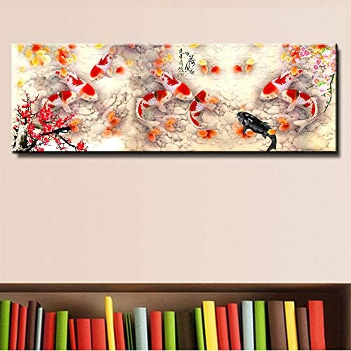 Twtqyc wallидна уметност слика HD принт кинески апстрактни девет кои риба пејзаж масло сликарство на платно постери за дневна