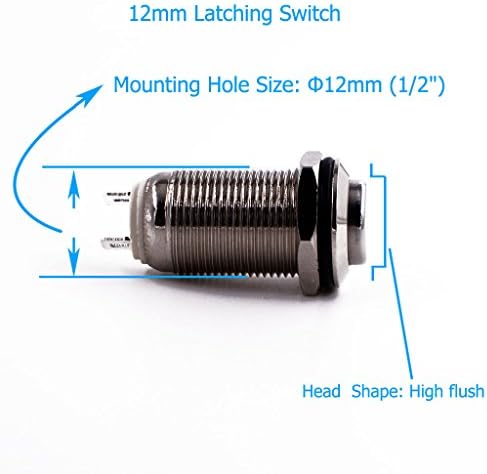 Прекинувач за копче за притискање на копчето, URTONE UR129, 1NO ONF-OFF DC/AC 36V 2A Метална обвивка Погодна за дупка за монтирање