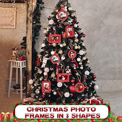30 парчиња Божиќни фото рамки Орнаменти на рамка за слика Орнаменти Мини чувствувајќи висечки фото рамка украси Божиќно дрво Декорација за празнична забава дома