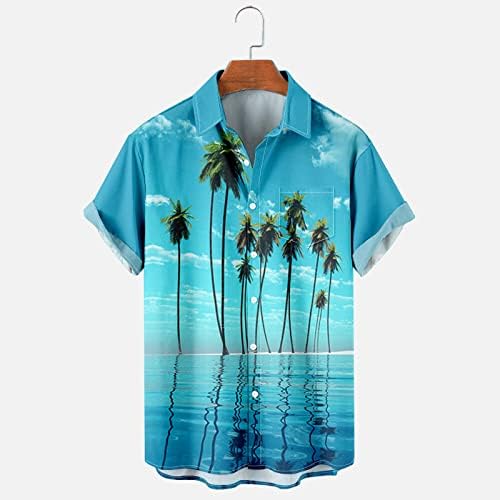 Машка хавајска цветна кошула со кратки ракави со кратки кошули нагоре Тропски Алоха кошула за одмор на одмор на плажа кошули за одмор