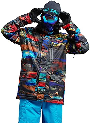 Машка скијачка јакна снег палто водоотпорна сноуборд јакна ветерно изолирана снежна јакна со топло топло топло