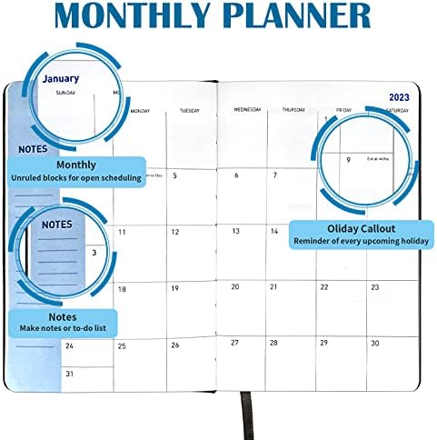 2023-2024 Кожени планер Неделен и месечен, 18 месеци календарска книга, 2023 Академски планер од јануари 2023-јуни 2024.2023 Книга