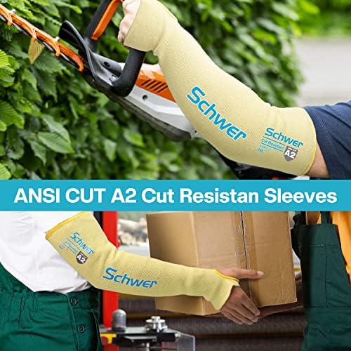Schwer 18 -инчен Арамид Заштитни ракави на рака, ANSI Ниво A2 отпорни на ракави со палецот, ракави отпорни на топлина со двојни