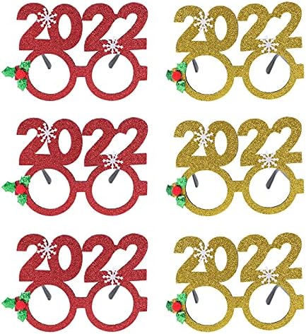 Галпада Среќна Нова Година Украси 6 парчиња Нова Година 2022 Очила Смешни Креативни Очила Декор Забава Костим Реквизит