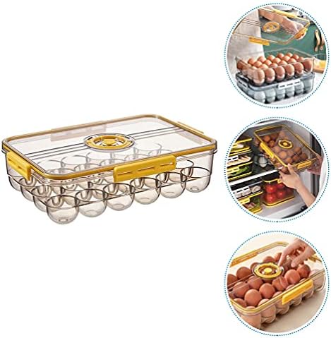 Кутија за складирање на плоча Doitool Пластично држач за јајца за фрижидер 24 јајца ѓаволски сад за јајца со капак, контејнер за складирање