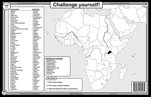 Мапа На Разговор За Африка Детска Едукативна Подлога-Дел Од Нашата Светска Колекција На Подлоги За Деца Со Активности На Задната Страна
