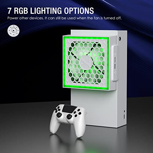 Tessgo Xbox Серија S Вентилатор ЗА Ладење RGB Светло со 7 Режими Xbox Додатоци, 2000rpm Дисипација На Топлина Со Висока Ефикасност, 3 Нивоа