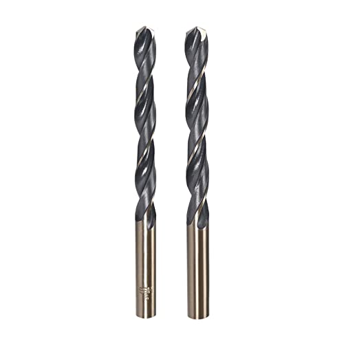 Uxcell Dript Bits Set, Titanium нитрид обложен челик со голема брзина 4341 директно тркалење за дупчење за дупчење за не'рѓосувачки челик