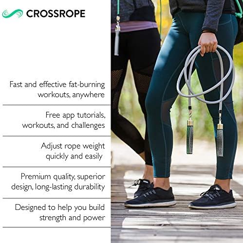 Crossrope Scomp Rope Добијте силен сет - пондерирани јажиња за скокање за обука на сила - Подобрување на моќта и издржливоста во