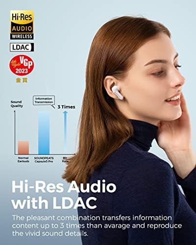 Звучни отчукувања Безжични Слушалки Со Hi-Rese Audio И LDAC Codec, 43db Хибридни Активни Слушалки За Поништување На Бучава, 52 Часа Играње,