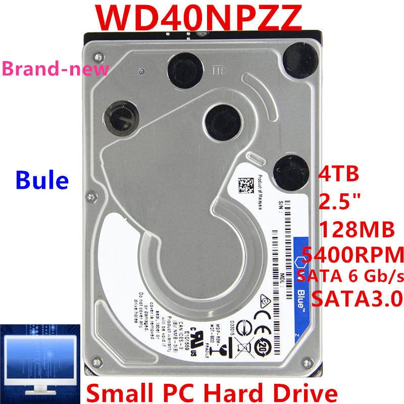 HDD За Blue 4TB 2.5 SATA 128MB 5400RPM За Внатрешен Хард Диск за Мал КОМПЈУТЕР  Хард Диск ЗА WD40NPZZ