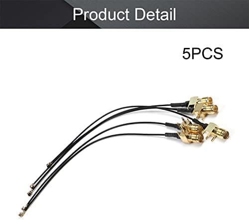 Othmro 5pcs ipex to SMA Надворешна нишка 9мм 4pins пигтаил кабел со десен агол коаксијален RF1.13 кабел, коаксијален конектор за адаптер