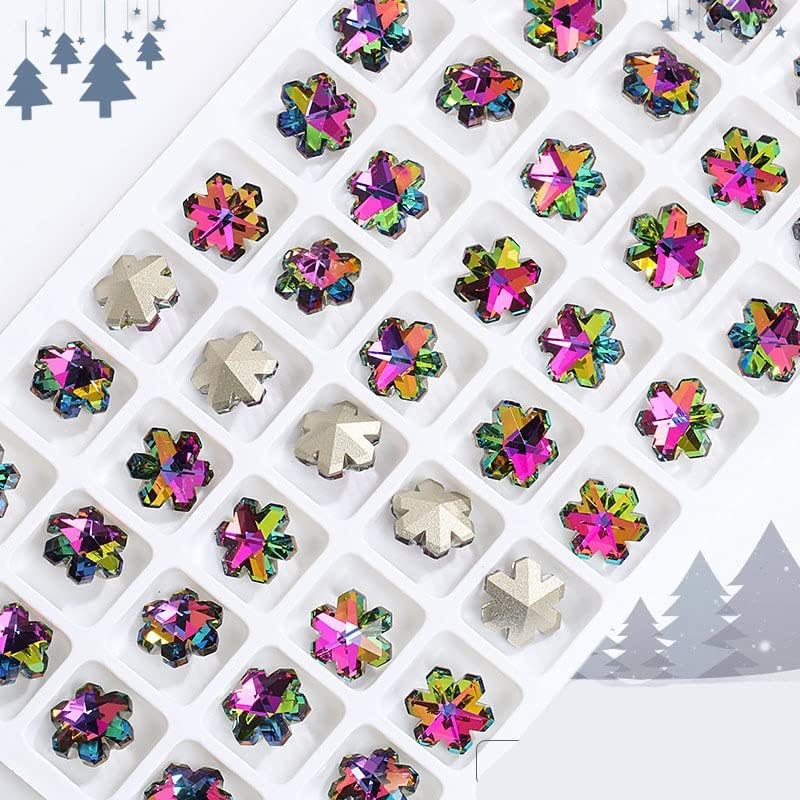 Божиќна снегулка кристална дијамантска уметност за нокти, кристален лепак на Rhinestone DIY Телефон додатоци за нокти украс -