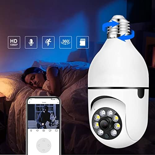 Камера за сијалички со сијалица од Екидаз 1080p - 2,4G WiFi Security Security Security, 360 ° Full Color Home Intelligent Security Camers,