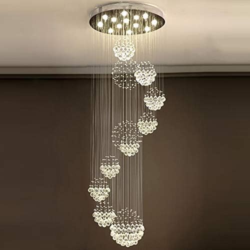 Mooni Modern Spiral 11 Sphere Rain Drop Crystal Creonerier Големо платно монтирање висока таванска светлина за светло за внесување