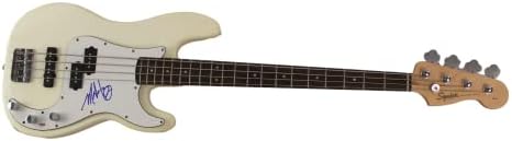 Марк Хопус потпиша автограм со целосна големина бела фендер електрична бас гитара w/ psa ДНК автентикација - Blink -182 - Буда,