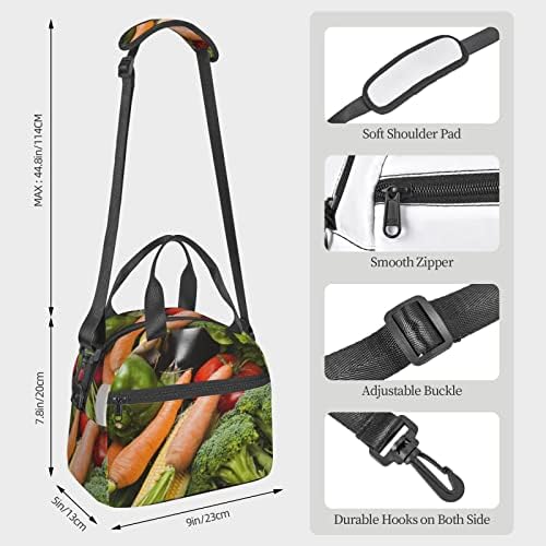 Линзи хранлив зеленчук печатена торба за ручек, лесна и издржлива, прилагодлива лента за рамо, чанта за повторно употреба на ручек, преносна ладилна