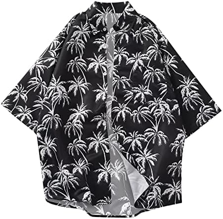 2023 Нови машки хавајски цветни кошули памук копче надолу тропски кошули за одмор на плажа со џеб активна маица