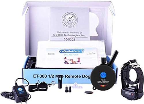Мини едукатор Е -јака ЕТ -300 / ЕТ -302 Систем за јака за обука на кучиња со далечински управувач - 1/2 милји опсег - водоотпорна, вибрација,