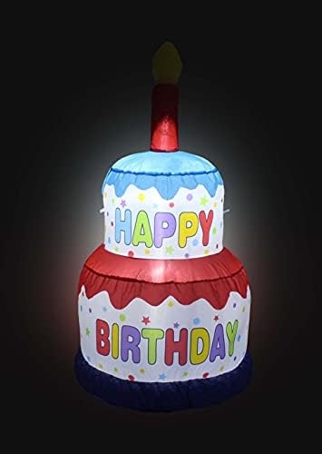 4 нозе високи среќни роденденски торта надувување со свеќи LED светла осветлена Декорација на забави за дува за отворено затворено домашно