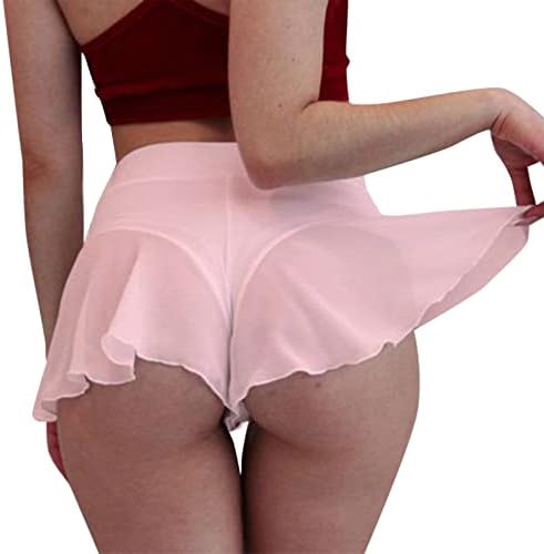 Секси мини високи половини танцувачки шорцеви женски разгалени пол -танцки шорцеви топли панталони тесни шорцеви мрежни гаќички долна