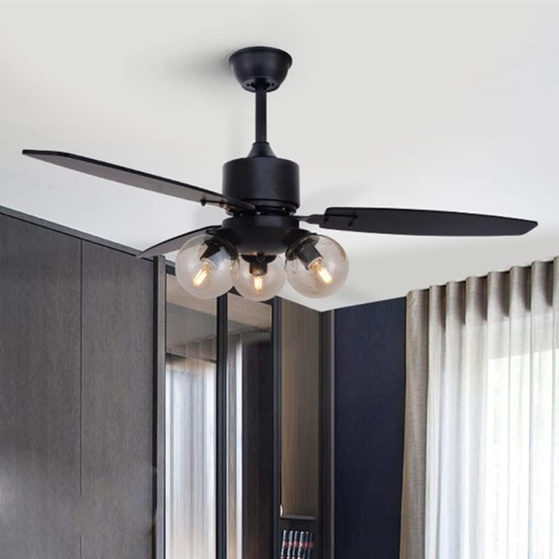 Lyе се најде вентилатор со тавани со стаклена ламба со далечински управувач црна за домашна дневна соба спална соба
