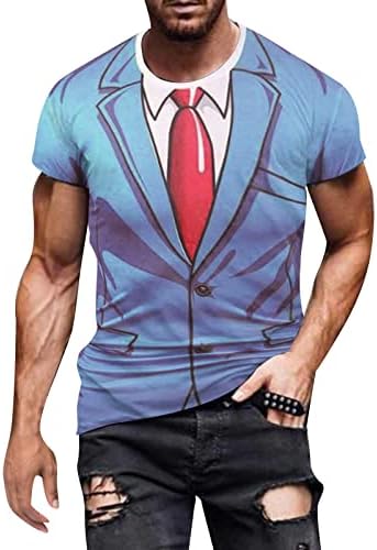 2023 Нова машка пролет и летна мода на мода мускулести мажи Абдоминални мускули 3Д дигитална печатење маица