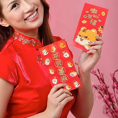 Кинески Новогодишни Црвени Пликови: 36 парчиња 2022 Кинески Пакети Со Пари За Годината На Тигар Хартија Цртан Филм Хонг Бао Лаи Видете За 2022