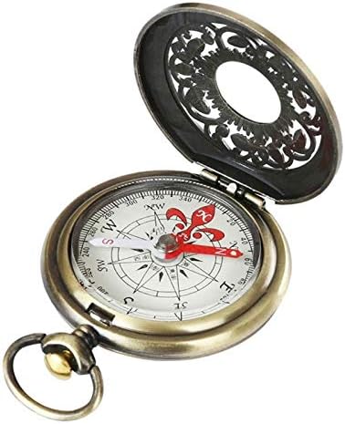 ZSEDP гроздобер бронзен компас џеб часовник дизајн на отворено за пешачење за пешачење дете подарок ретро метал преносен компас