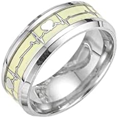 Моден мрачен светлечки прстен од не'рѓосувачки челик ветување за чукање на срцето двојки ringsвони накит за мажи жени