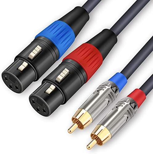 Двојно XLR до RCA кабел, двојно XLR женски до двоен машки кабел, 2 XLR женски до 2 RCA машки аудио кабел Hifi, 4n OFC жица, за микрофон