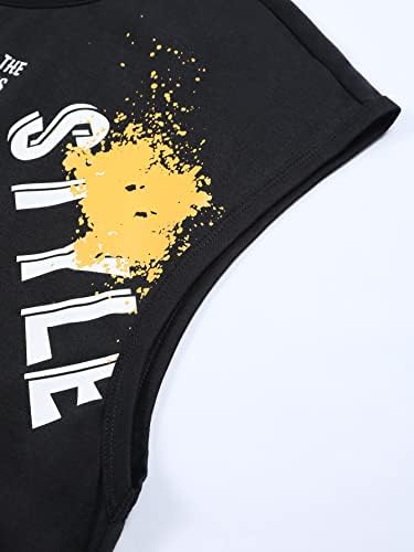 Fioxa Облека со две парчиња за мажи Слоган Графички резервоарот Топ и влечење шорцеви за половината