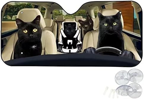 Stuoarte црна мачка возач автомобил за ветробранско стакло Сонцето Смешно автоматско сонце за автомобил SUV Truck - Блокови
