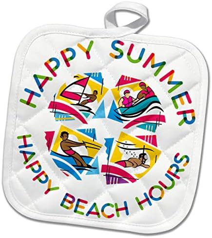 3drose Среќно лето, Среќни часови на плажа шарени летни спортови за спортови на вода - постери