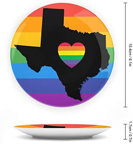 Тексас Мапа Лгбт Геј Гордост Смешни Коска Кина Декоративна Плоча Тркалезни Керамички Плочи Занает Со Штанд За Прикажување За Декорација