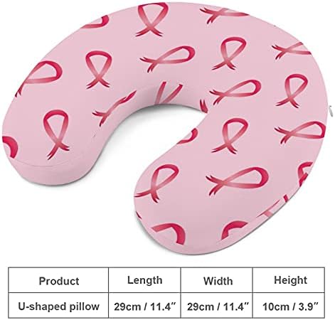 Свеста за рак на дојка Вамабор, розови панделки Перница на вратот, во облик на перница за патувања во облик