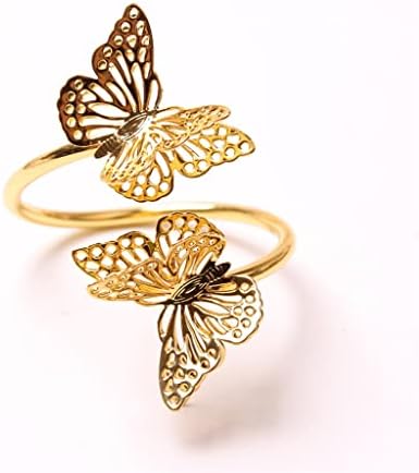 Llly 198pcs двослојни пеперутки салфетки прстен свадбена маса за украсување на маса, пеперутка крпа прстен