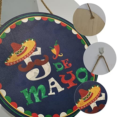Абоофан 3 парчиња мексикански фиеста дрво виси знак Cinco de mayo дрво врата знак fiesta wallидна плоча за тако забава тако во вторник