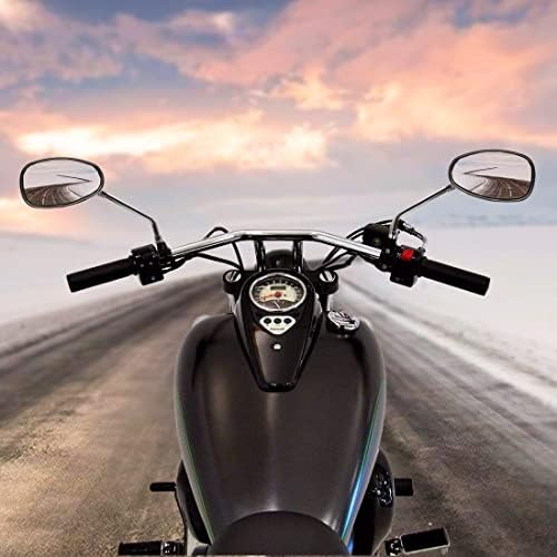 MZS Cruiser Motorcycle Morrers Chrome, Touring Furn View Side Mirror, прилагодлив компатибилен со Fury Interstate Magna Nighthawk Rebel