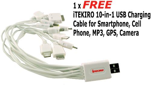 Itekiro AC Wall DC Car Battery Chit Chit For Panasonic CGA-DU07 + Itekiro 10-во-1 USB кабел за полнење