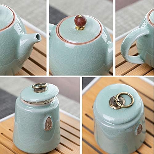 Xwozydr Кинески чај сет преносен пат за патувања кунг фу чај сет керамички чајник за чај гаиван чај чај саксија и торба за патувања