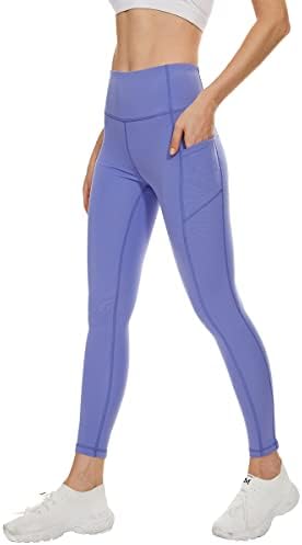 Fhine женски јога хеланки со џебови-високи панталони за тренингот на половината 7/8 должина на истегнување на џогирање на велосипедизам со