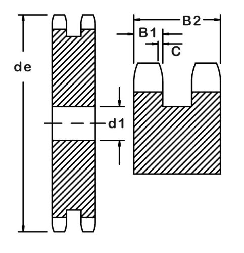 Ametric® 2042a22 Metrict 2042A22 ISO 08B-2 ПЛАТНИЧКИ СВЕТСКИ СПИР 22 Заби за Ametric® No. 2042 Double Strand Chain со, 12,7 mm терен,