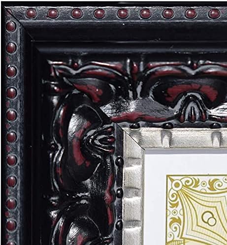 Голден Стејт Арт, рамка за документи од 8,5х11 - украсен дизајн црна со сребро и бургунд - штанд со држачи, закачалки со прстени, вистинско стакло