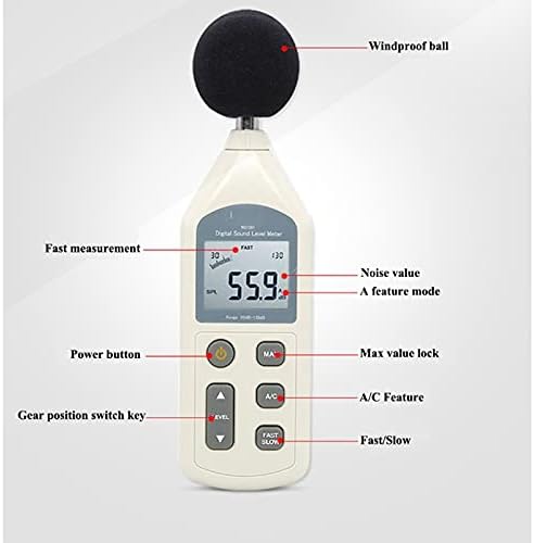 KXDFDC Мерач на дигитален звук Ниво на звук 30-130dB мерна мерка на инструменти за мониторинг на децибела за мониторинг