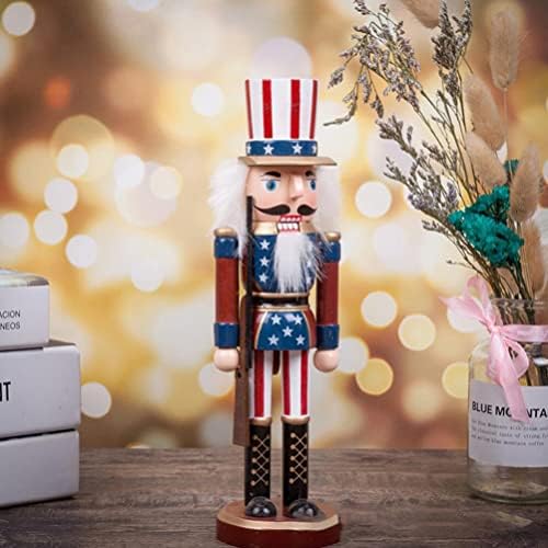 Pretyzoom 2 парчиња Американски знаме на оревчестиот ден на оревчерот Ден на дрвени кукли војник украс Божиќ 4 -ти јули Патриотска декорација
