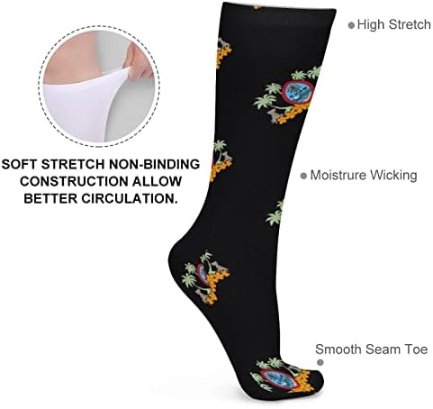 ПЛЕВЕЛКЕЈАТ Гуам Хибискус И Плам Дрво Дебели Чорапи Новина Смешно Печатење Графички Секојдневни Чорапи Со Топла Средна Цевка За Зима