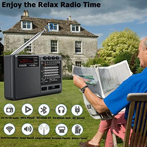 Xhdata D368 Shortwave AM FM 12 Band DSP Stereo Portable Radio Mp3 Player Wireless BT звучник со полнач на батерија за полнач