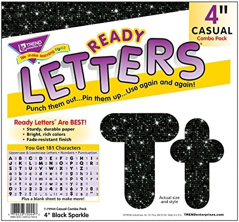 Trend Enterprises, Inc. T-79944 Black Sparkle 4 Casual Combo подготвени писма